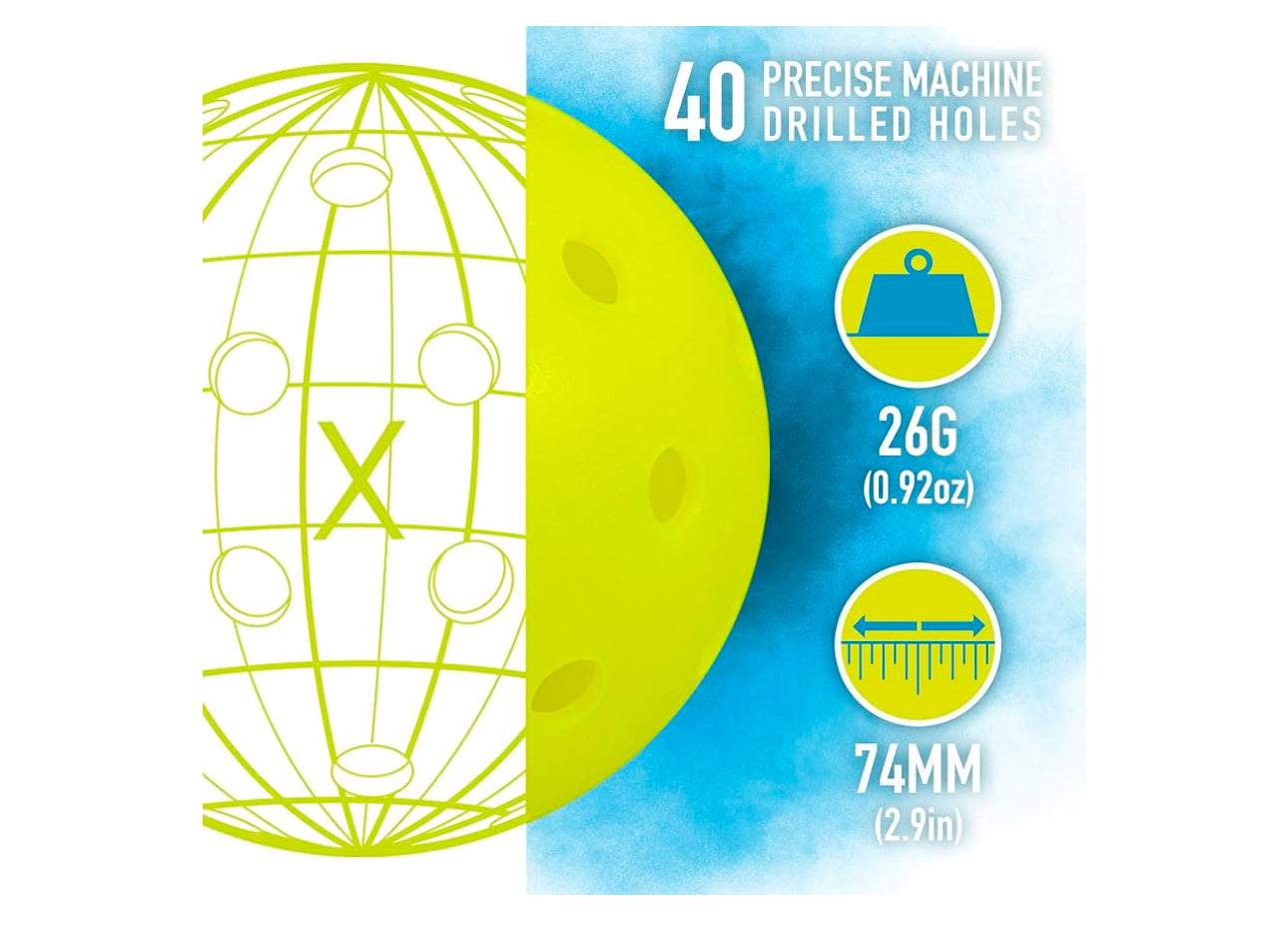 Franklin Sports Outdoor Pickleballs - 12ct - X-40 Yellow Pickleball Balls -(USAPA) Approved - Official US Open Ball