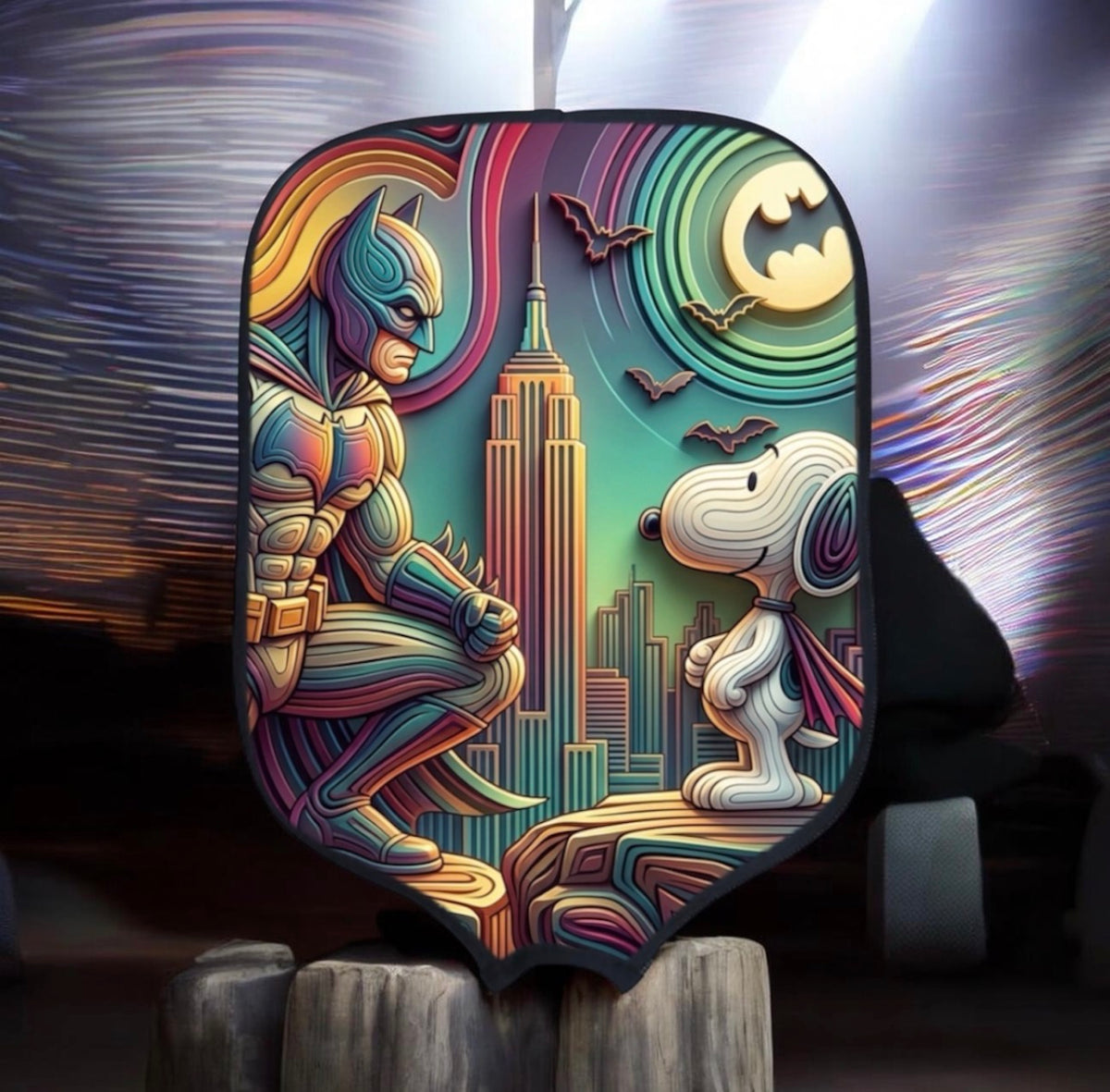 Peanuts - Snoopy Meets Batman - Pickleball Paddle Cover