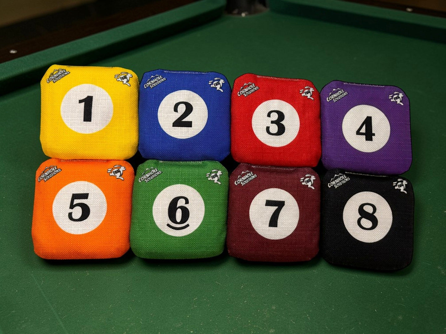 Pool Balls - Pro Style REC Cornhole Bags – Regulation 6"x6" – Full Set of 8