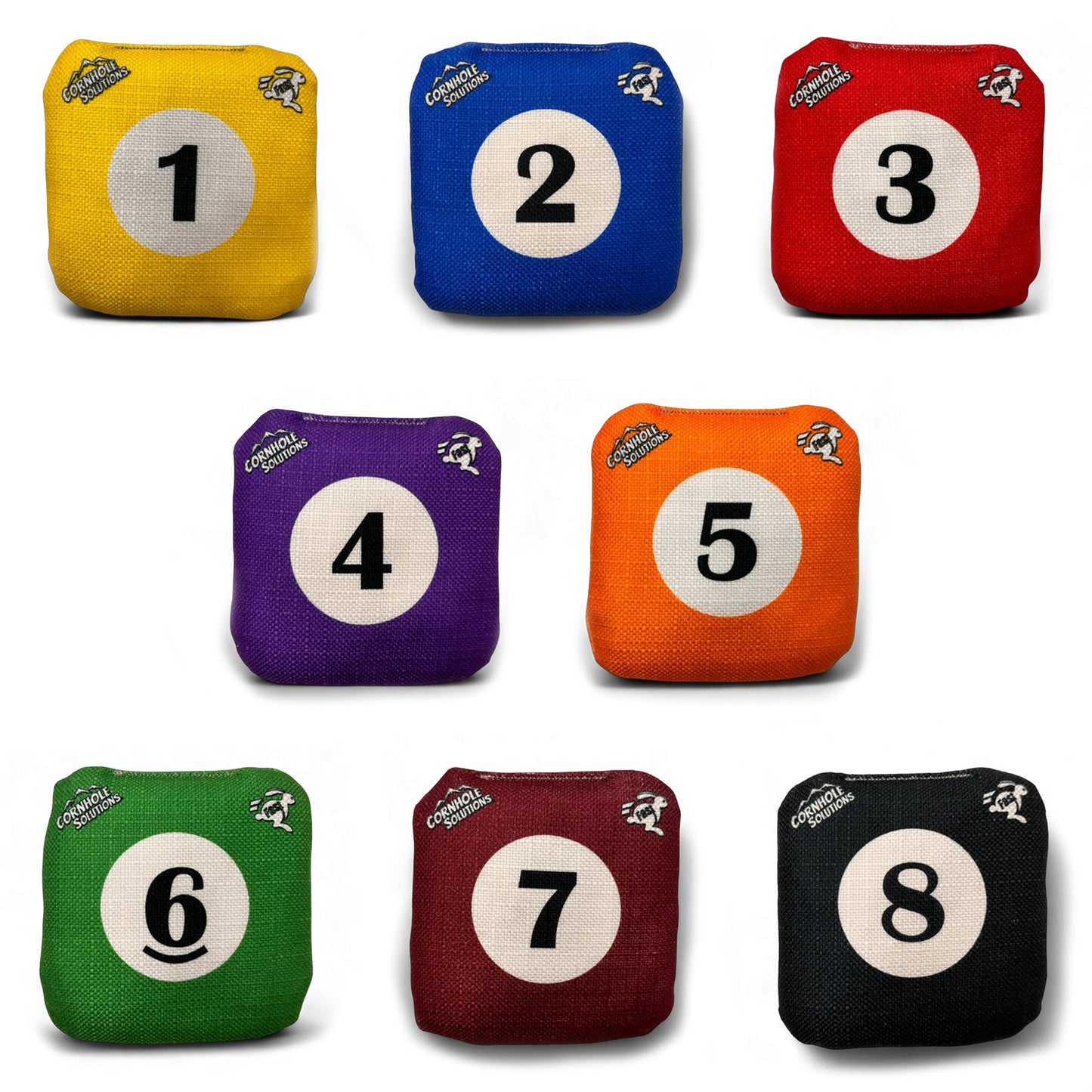 Pool Balls - Pro Style REC Cornhole Bags – Regulation 6"x6" – Full Set of 8