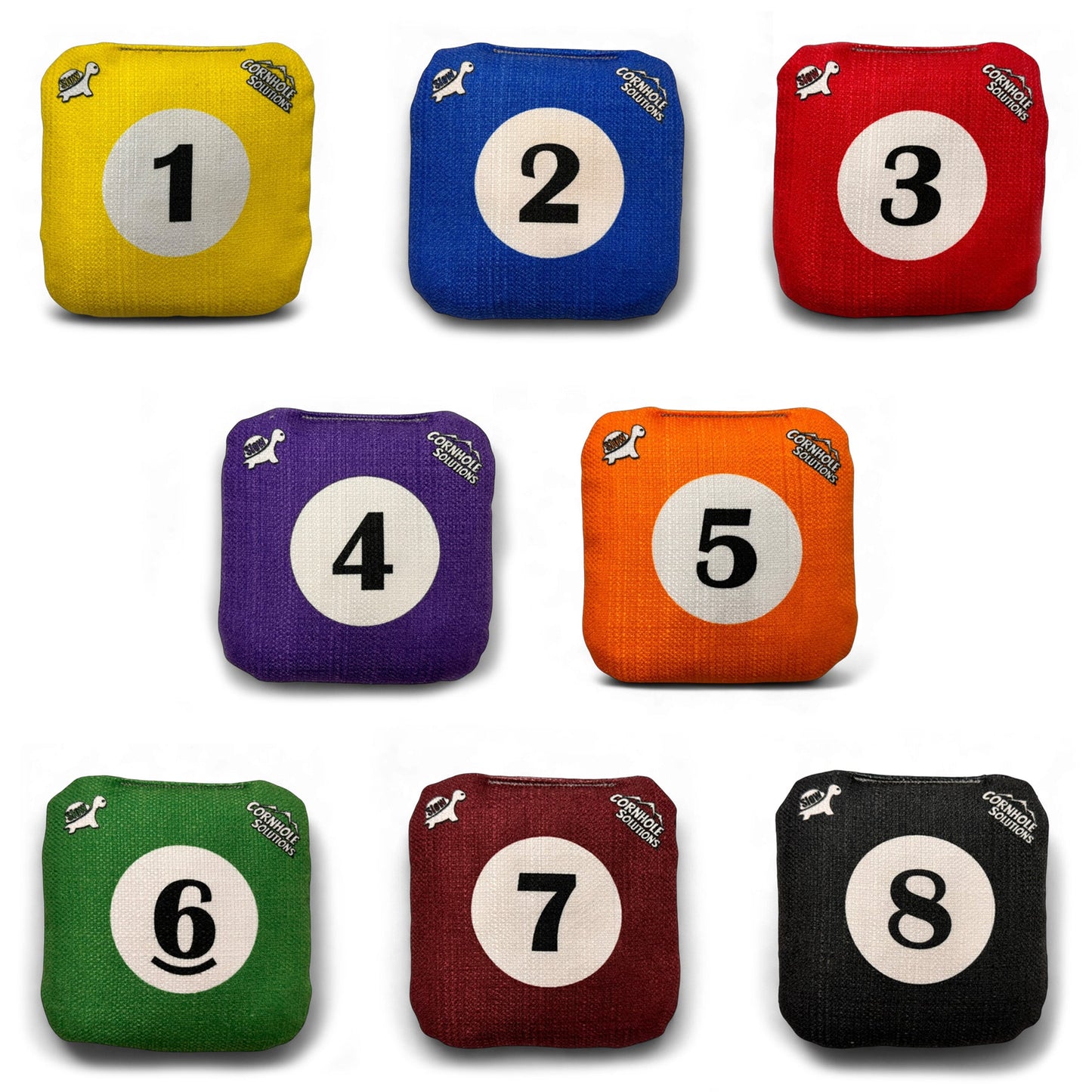 Pool Balls - Pro Style REC Cornhole Bags – Regulation 6"x6" – Full Set of 8