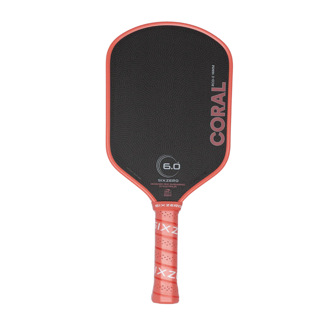 6.0 Six Zero Coral Elongated 16mm Coral Pink Pickleball Paddle