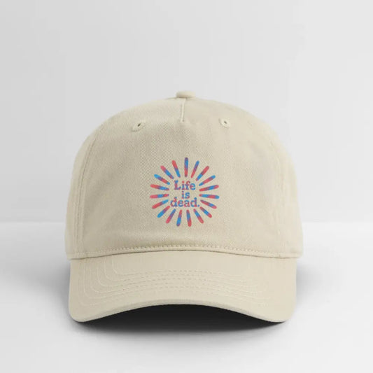 Life is dead.® Red & Blue TieDye Sunburst Grateful Dead Stealie Dad Grateful Dead Hat