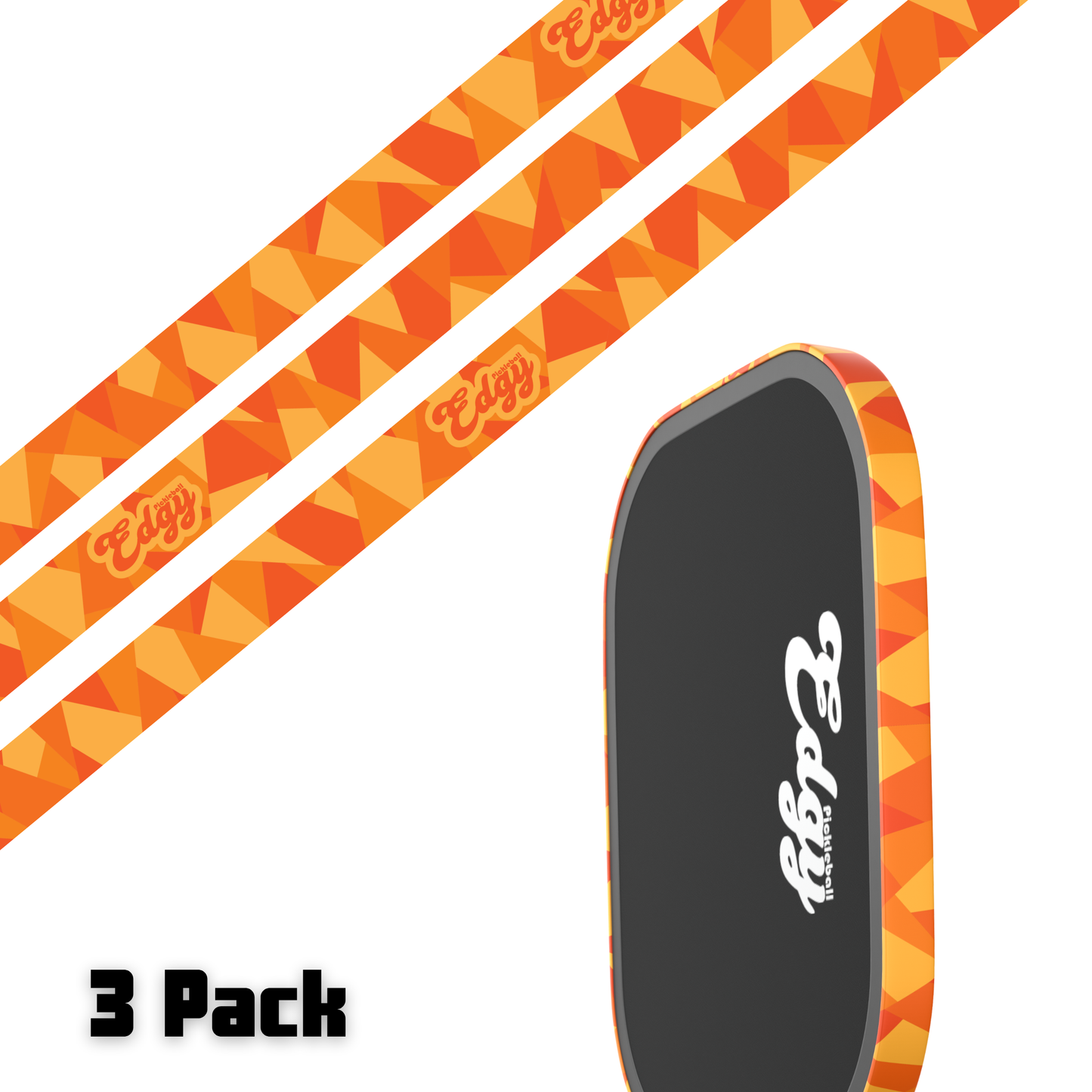Abstract Orange Edge Tape (3 pack) - Pickleball Paddle Edge Tape