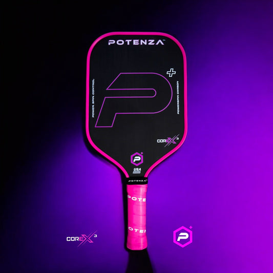 Potenza P+ PowerSpin Carbon COREx3 (Neon Pink) Pickleball Paddle