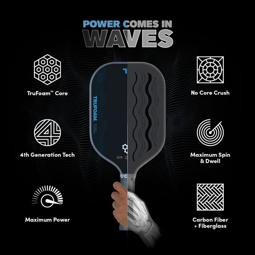CRBN TruFoam Waves 2 Square Carbon Fiber Pickleball Paddle