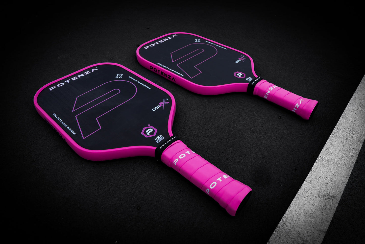 Potenza P+ PowerSpin Carbon COREx3 (Neon Pink) Pickleball Paddle