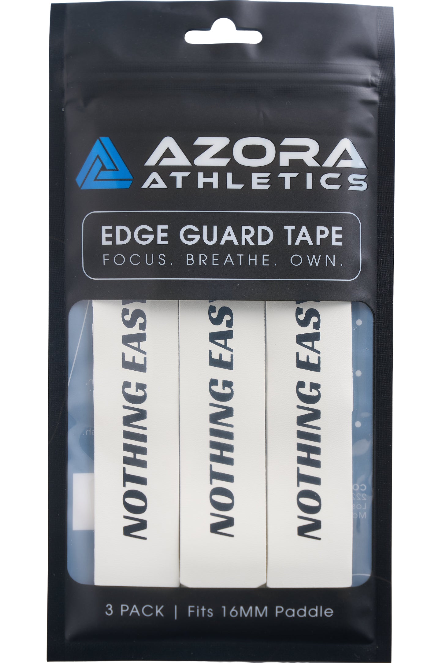 Pickleball Edge Guard Tape - “NOTHING EASY.” / 16mm - White / Azora Athletics