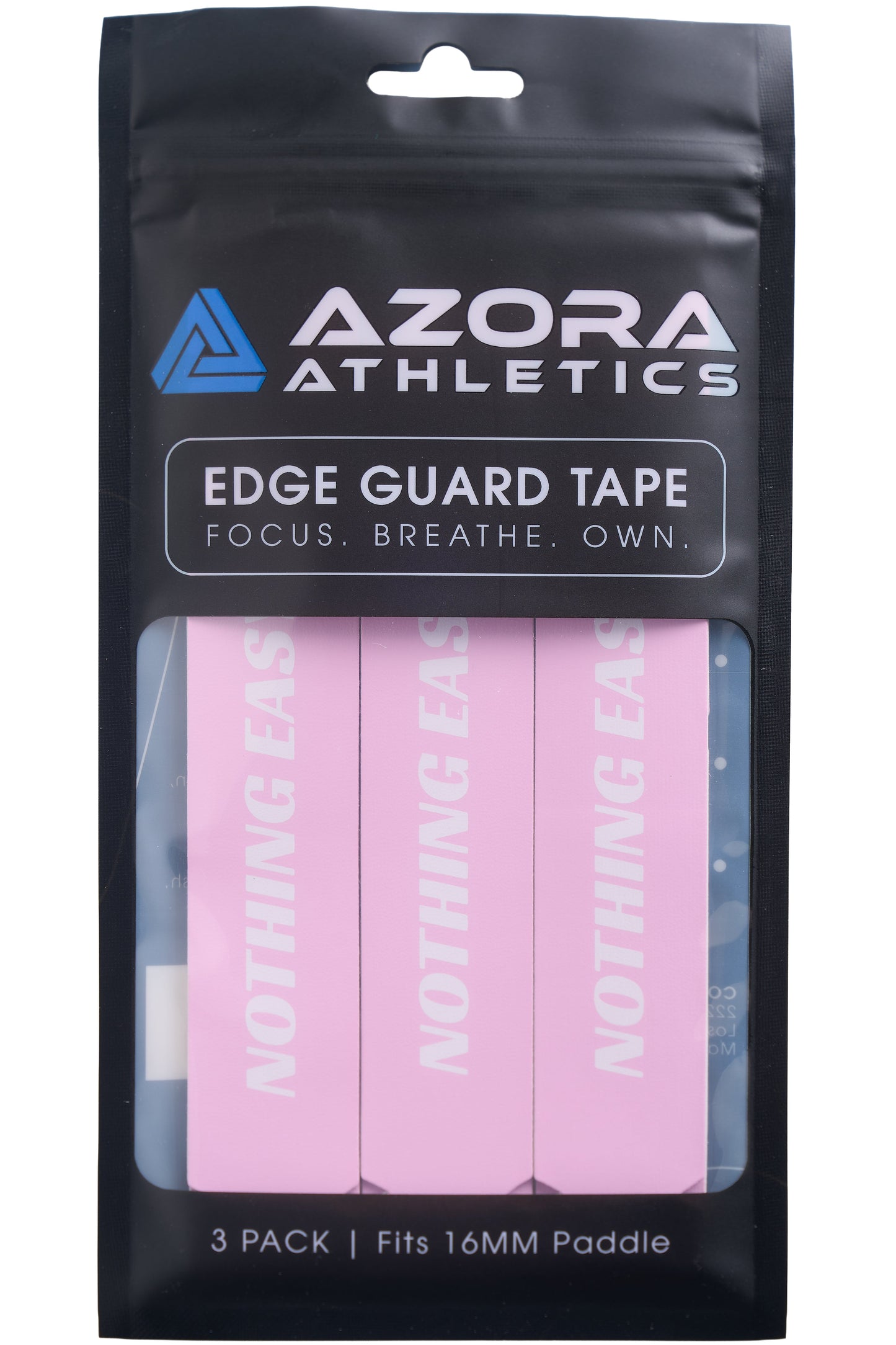 Pickleball Edge Guard Tape - “NOTHING EASY.” / 16mm - Pink / Azora Athletics