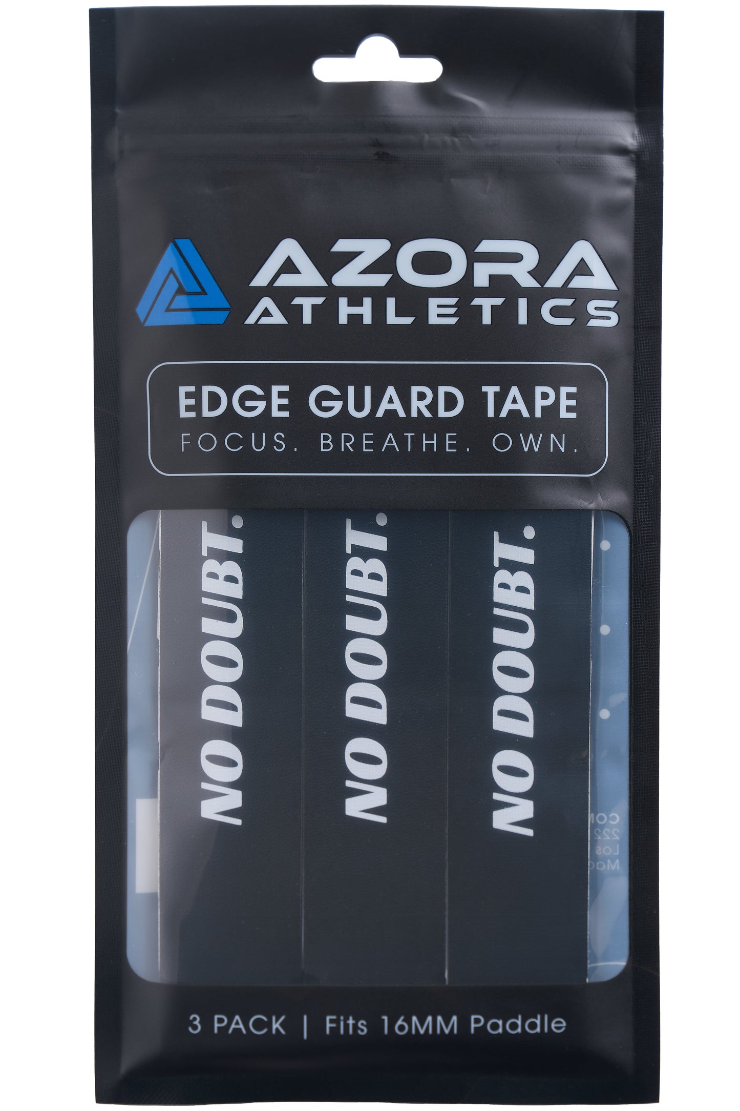 Pickleball Edge Guard Tape - “NO DOUBT.” / 16mm - Black / Azora Athletics