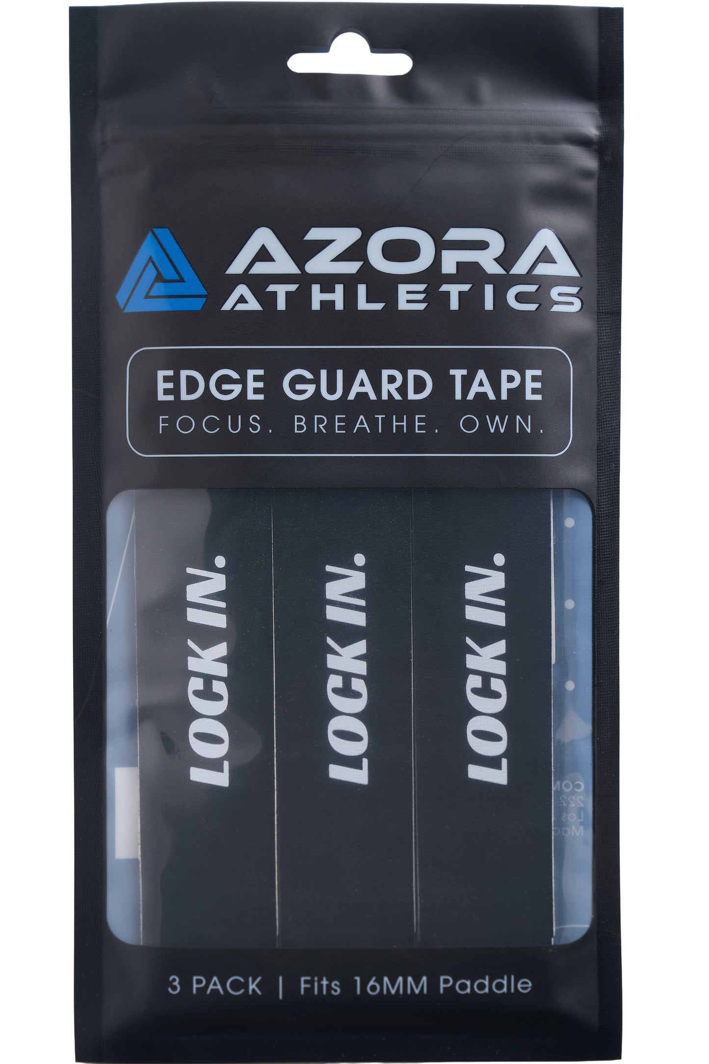 Pickleball Edge Guard Tape - “LOCK IN.” / 16mm - Black / Azora Athletics