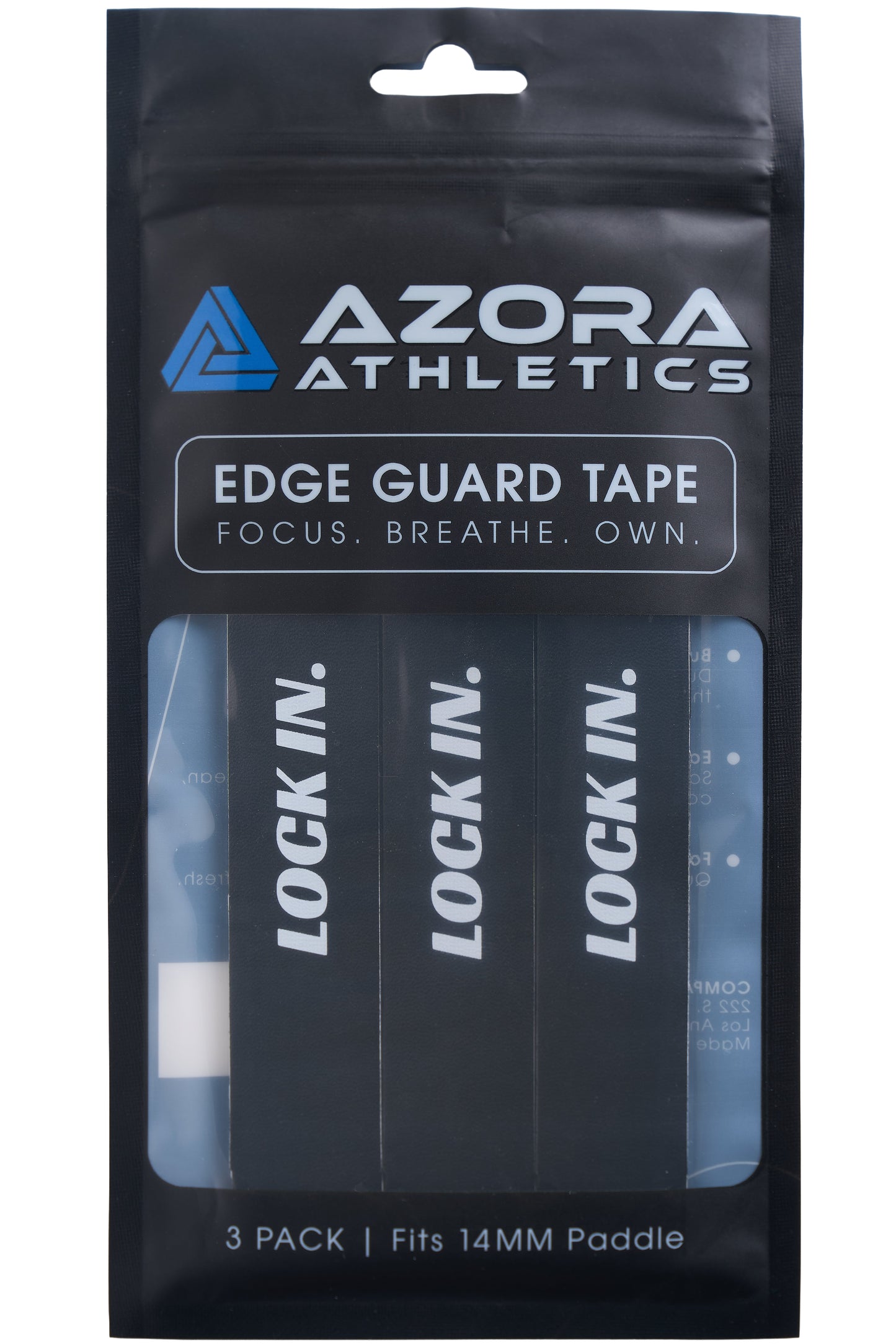 Pickleball Edge Guard Tape - “LOCK IN.” / 14mm - Black / Azora Athletics