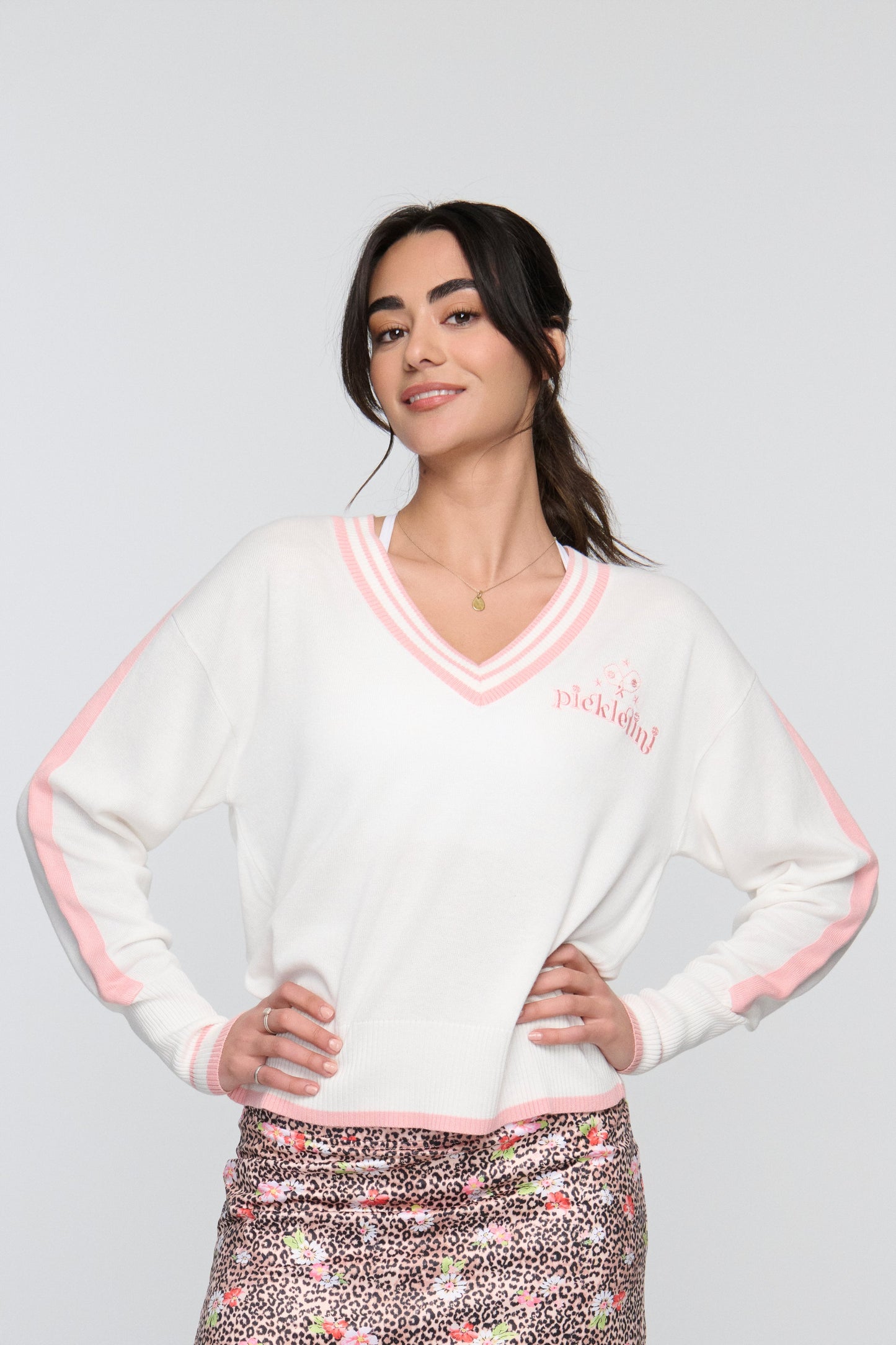 Audrey Varsity Pickleball Sweater – Preppy Pullover | 2025 Pickleball Fashion