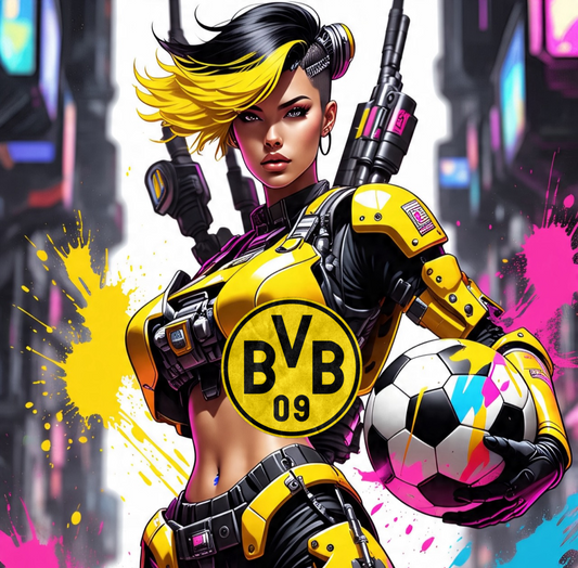 Borussia Dortmund F.C. - Cyberpunk - Ready To Hang Canvas Hi-Res Wall Artwork