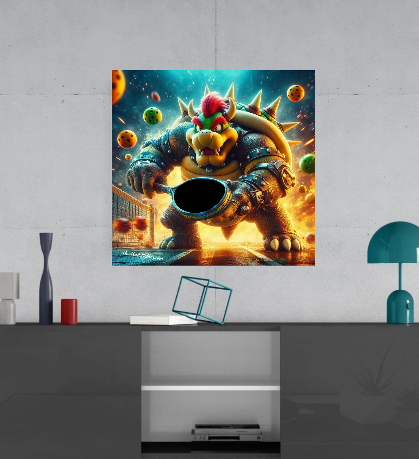 King Bowser Pickleball - Mario Brothers -  Ready To Hang  Canvas Hi-Res Wall Artwork