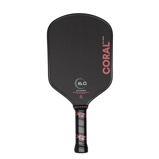 6.0 Six Zero Coral Hybrid 16mm Black Pickleball Paddle