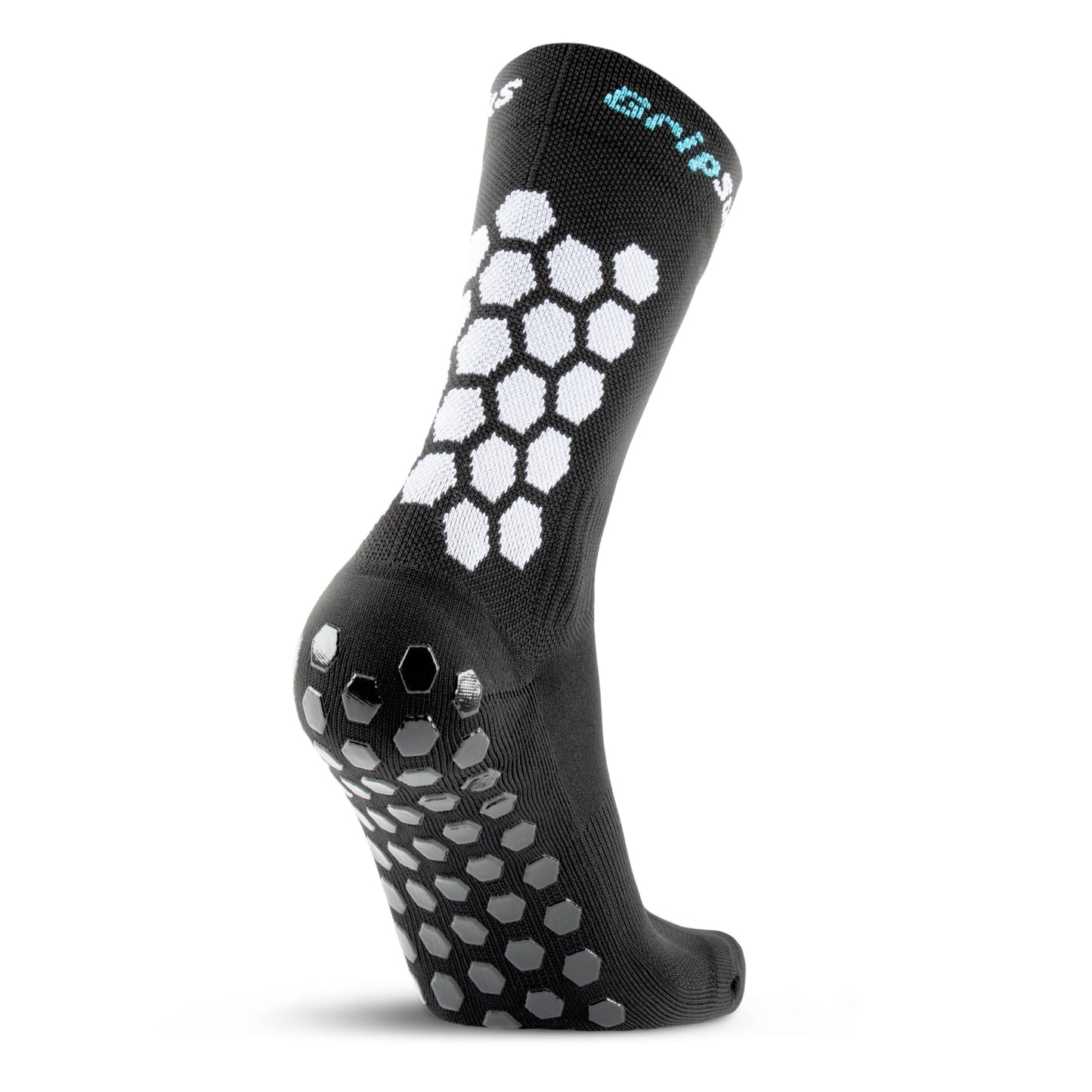 Athletic Socks With Grips - Crew Height - Black