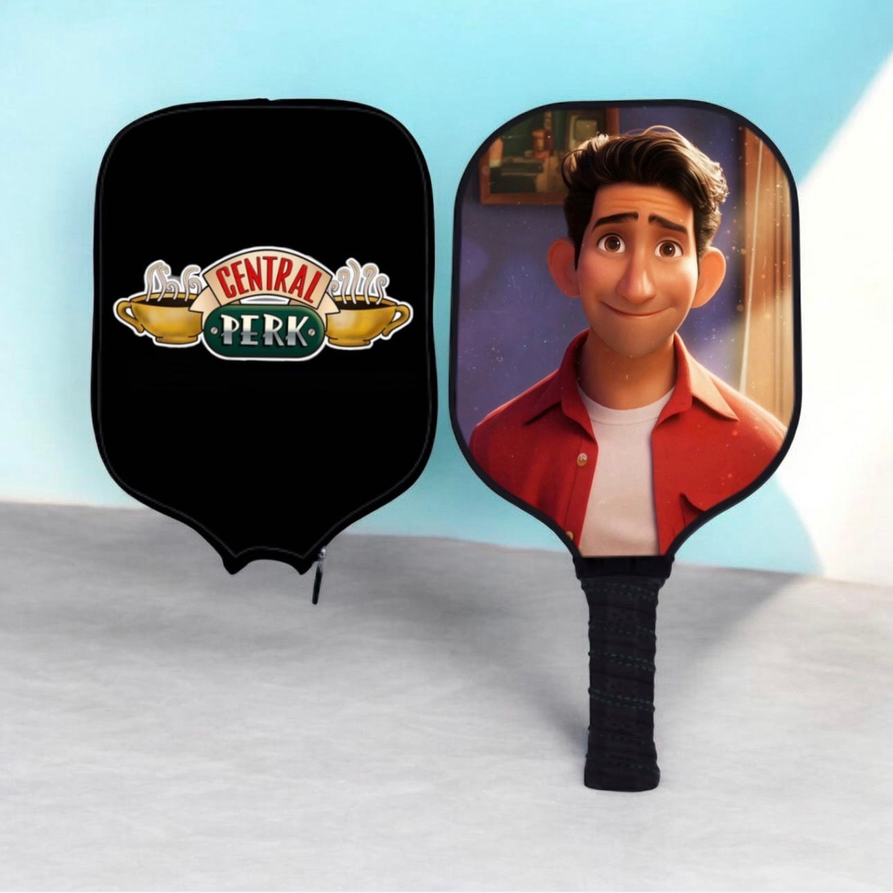 Friends at Central Perk - Ross Geller - Pickleball Paddle & Cover