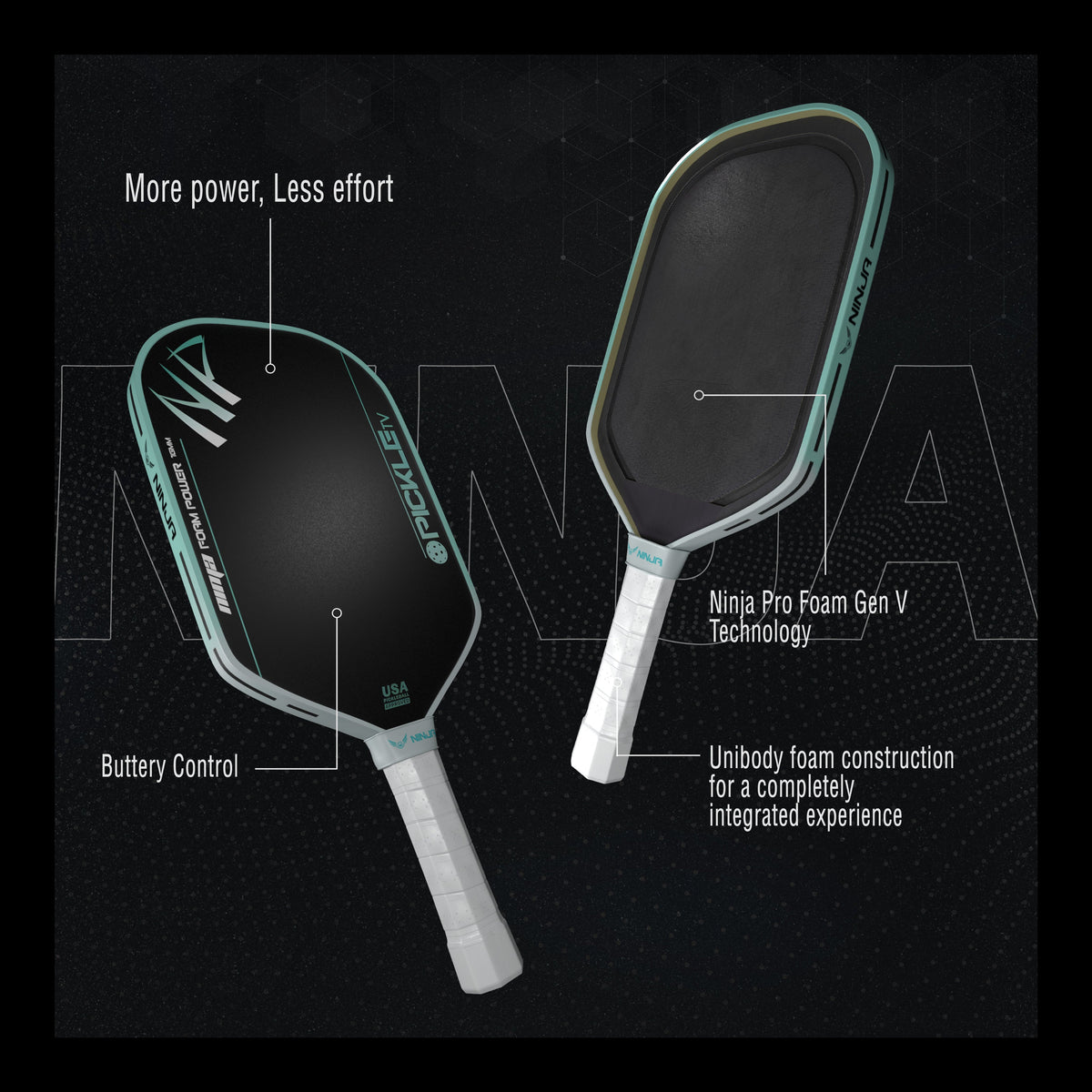 Ninja Green Gen V Foam Pickleball Paddle – T700 Carbon Fiber