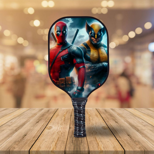 "The Odd Couple" - Deadpool/Wolverine - Pickleball Paddle