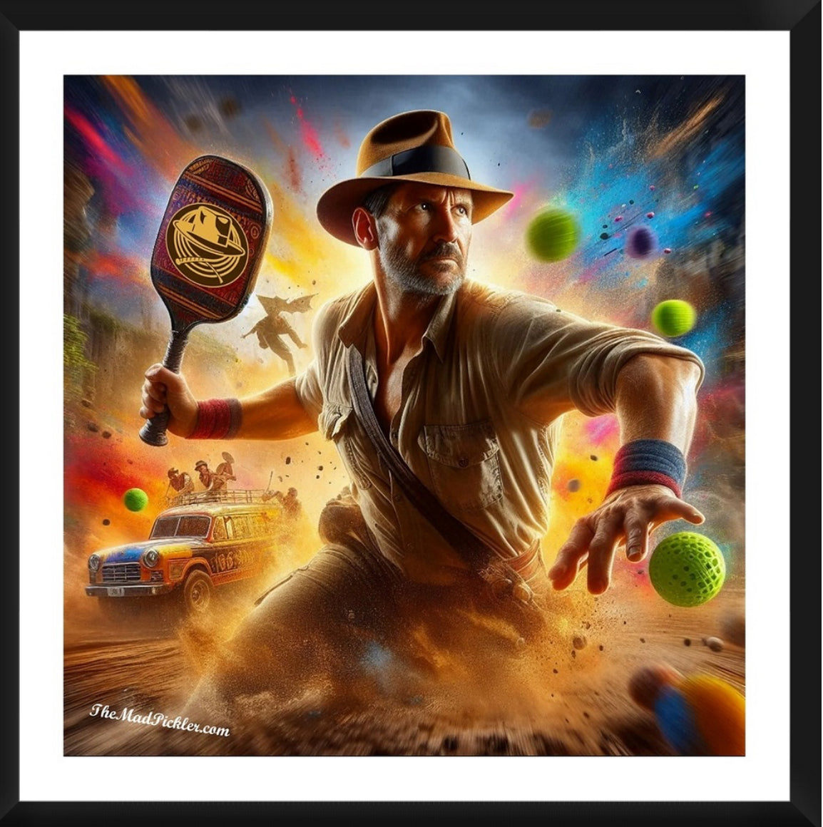 Raiders Of The Lost Ark- Indiana Jones Pickleball Framed Artwork 16x16