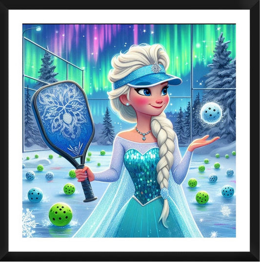 Elsa Frozen with Visor Pickleball Framed Artwork 16x16