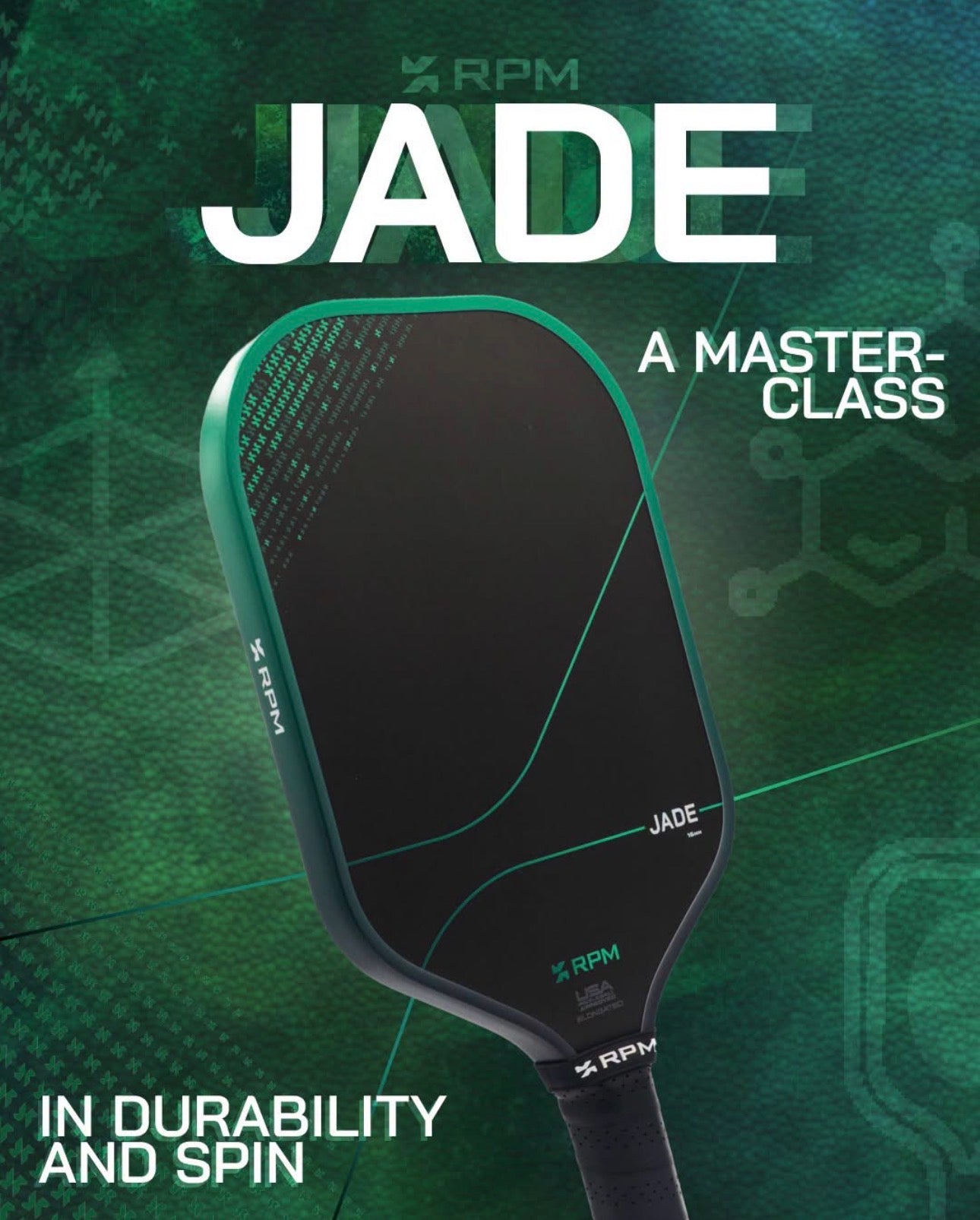 RPM Jade 16mm Elongated Pickleball Paddle & Limited Edition Jade Cover!