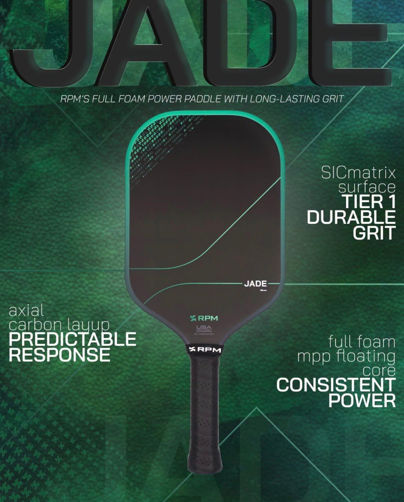 RPM Jade 16mm Elongated Pickleball Paddle & Limited Edition Jade Cover!