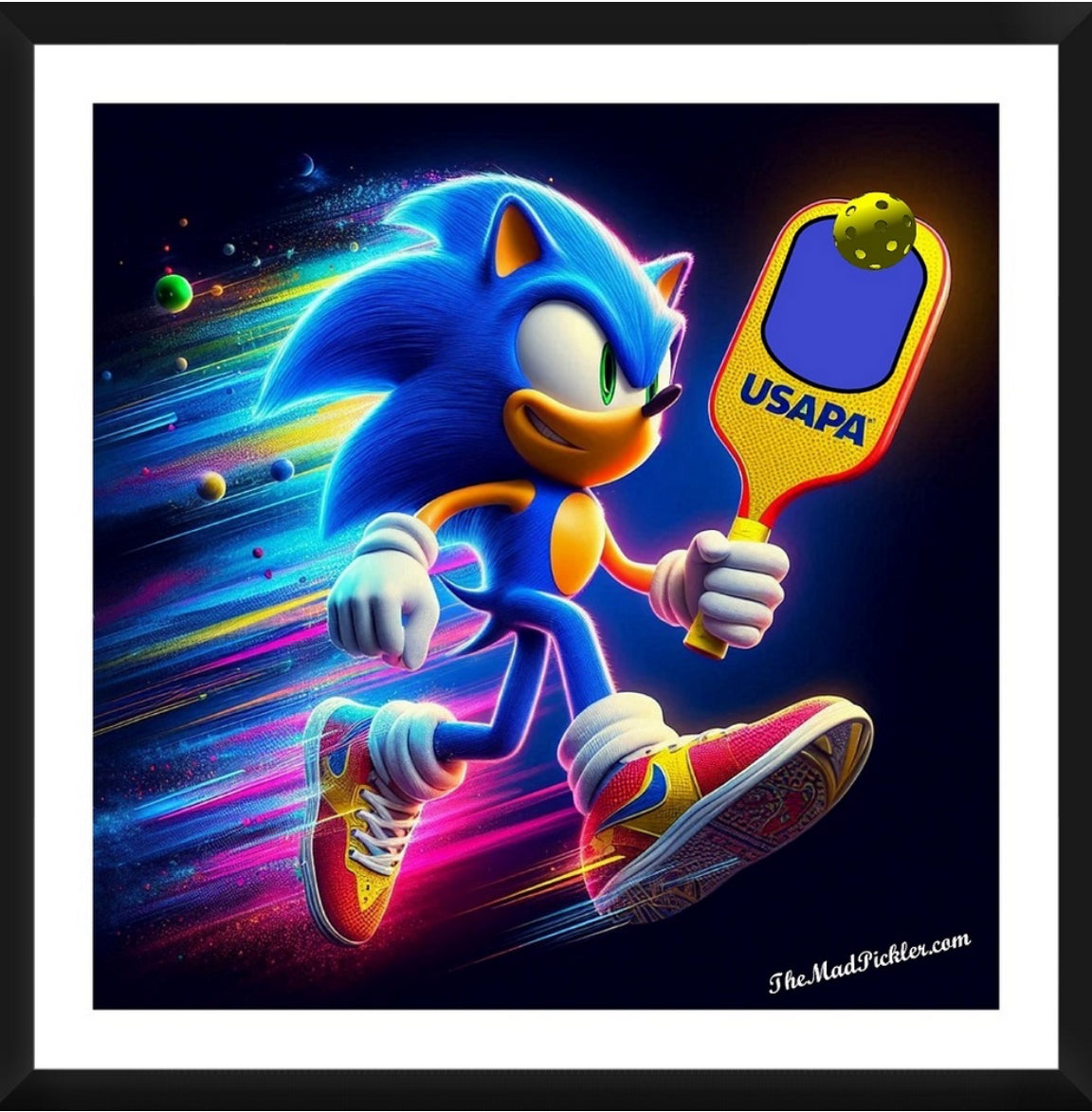Sonic the Hedgehog Pickleball Framed Artwork 16x16