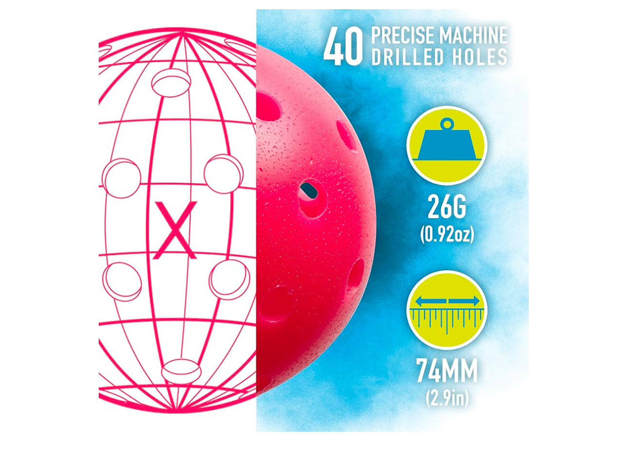 .Franklin Sports Outdoor Pickleballs - X-40 Pink Pickleball Balls -(USAPA) Approved - Official US Open Ball