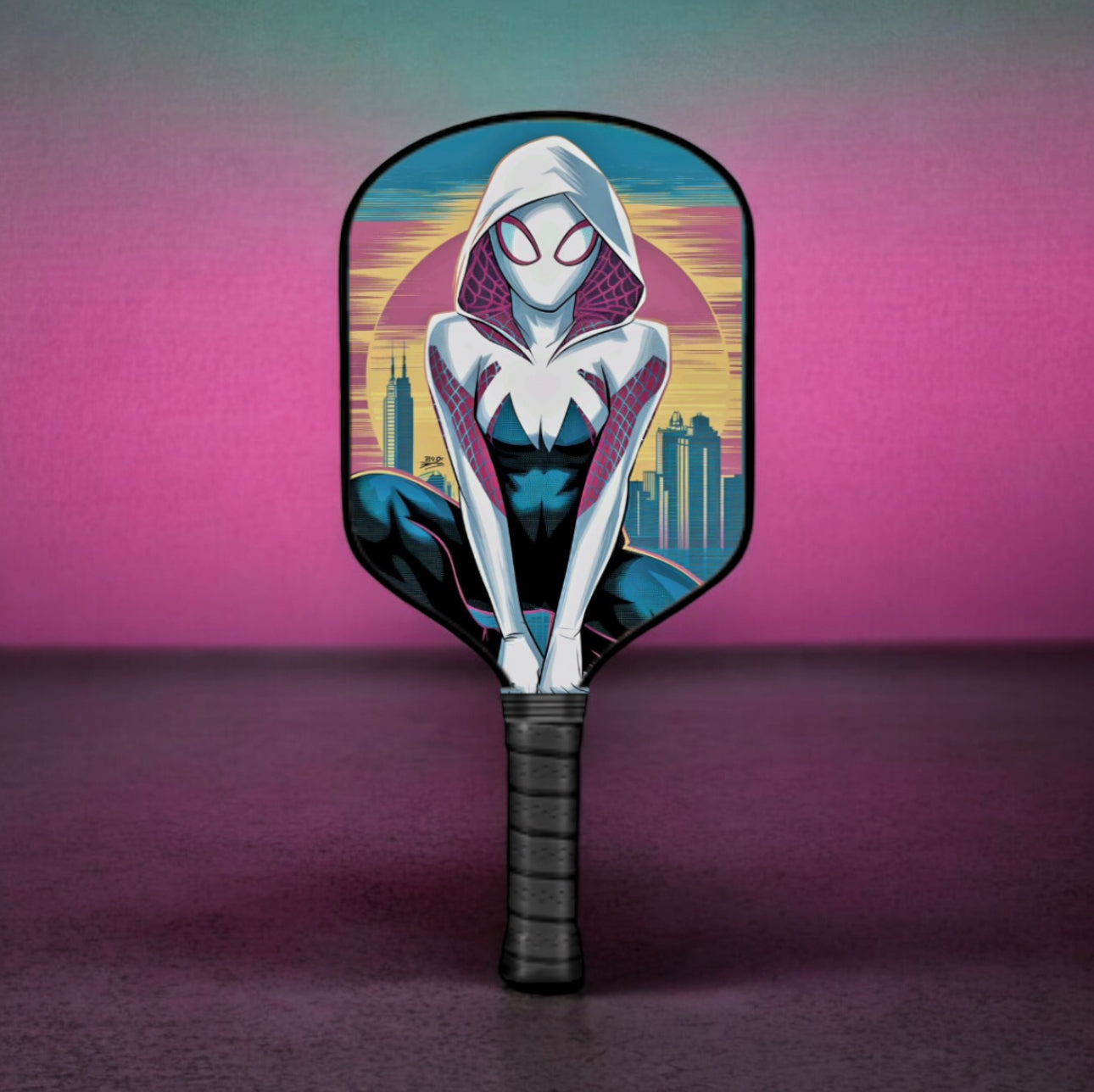 Ghost Spider Retro Skyscraper - Pickleball Paddle