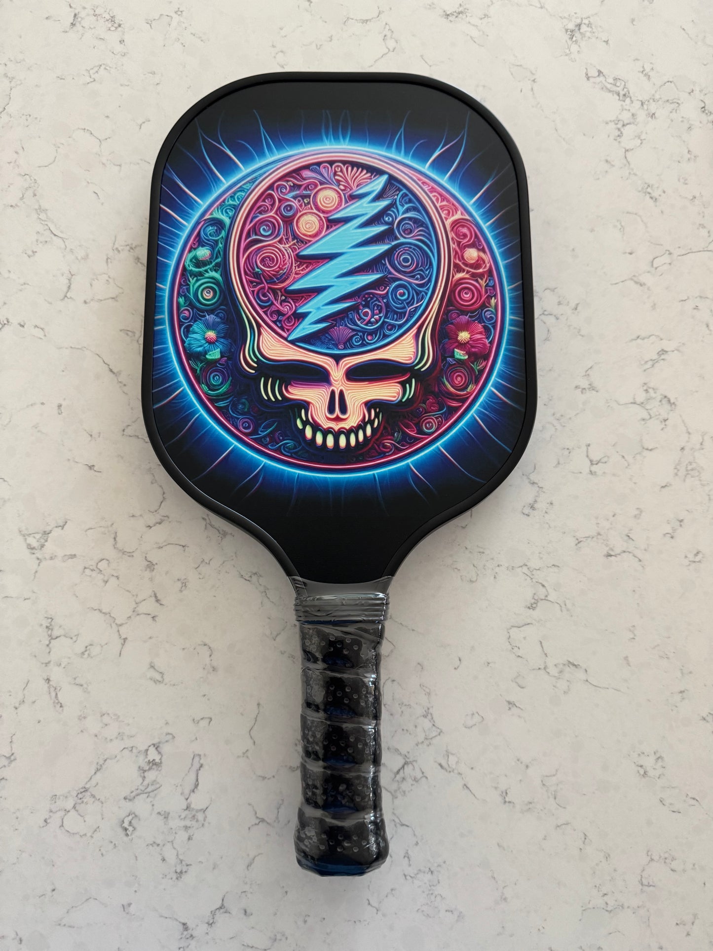Grateful Dead - Neon Stealie - Pickleball Paddle