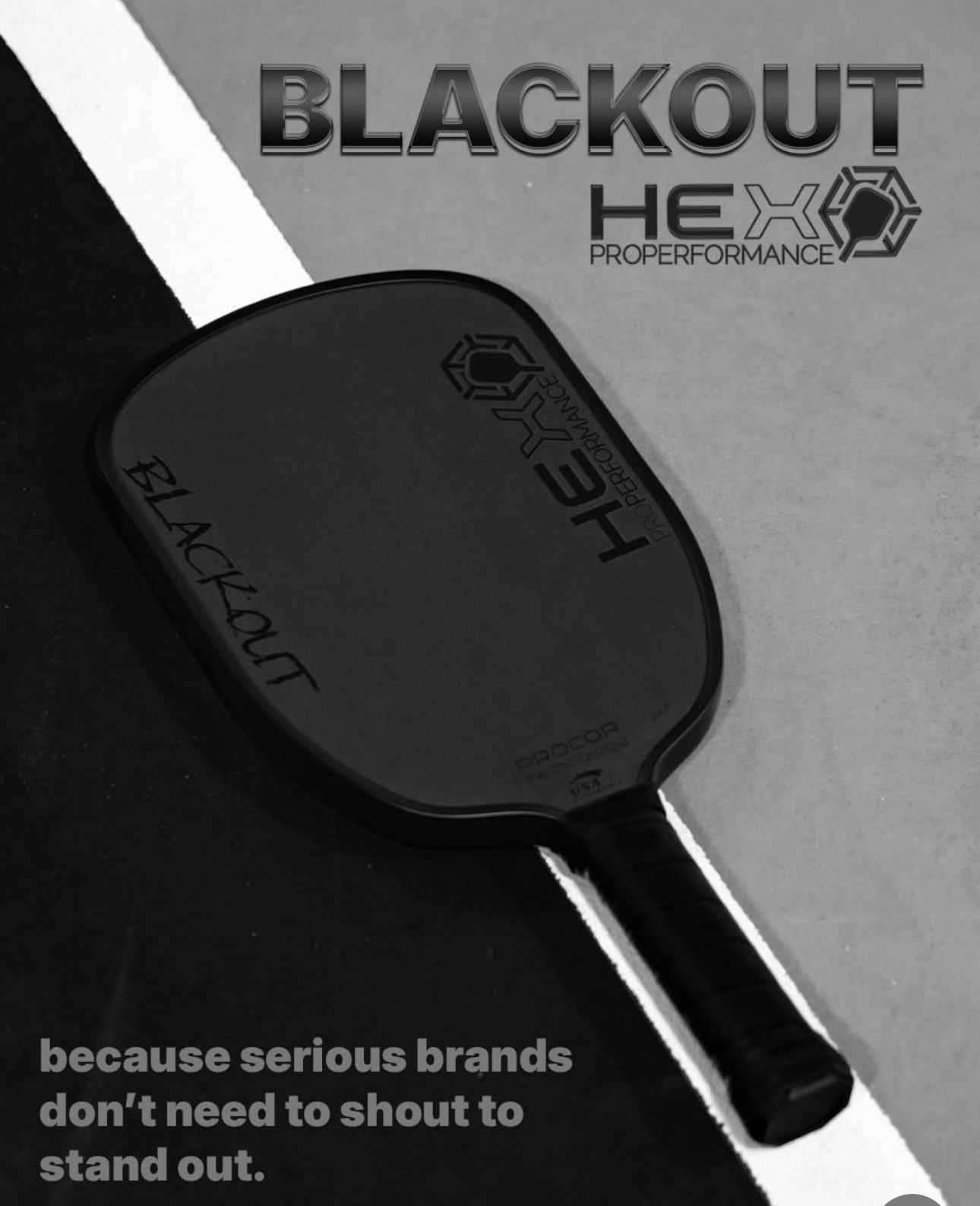 HEX Pro Performance BLACKOUT Pickleball Paddle with PROCOR Technology 16mm