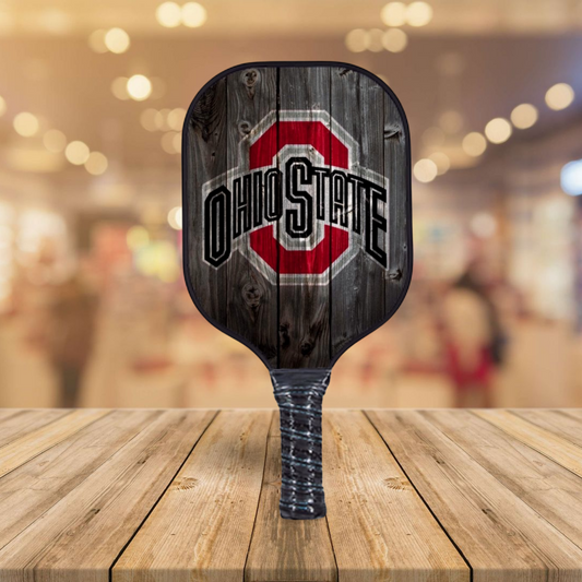 Ohio State - Woodgrain  Design - Pickleball Paddle