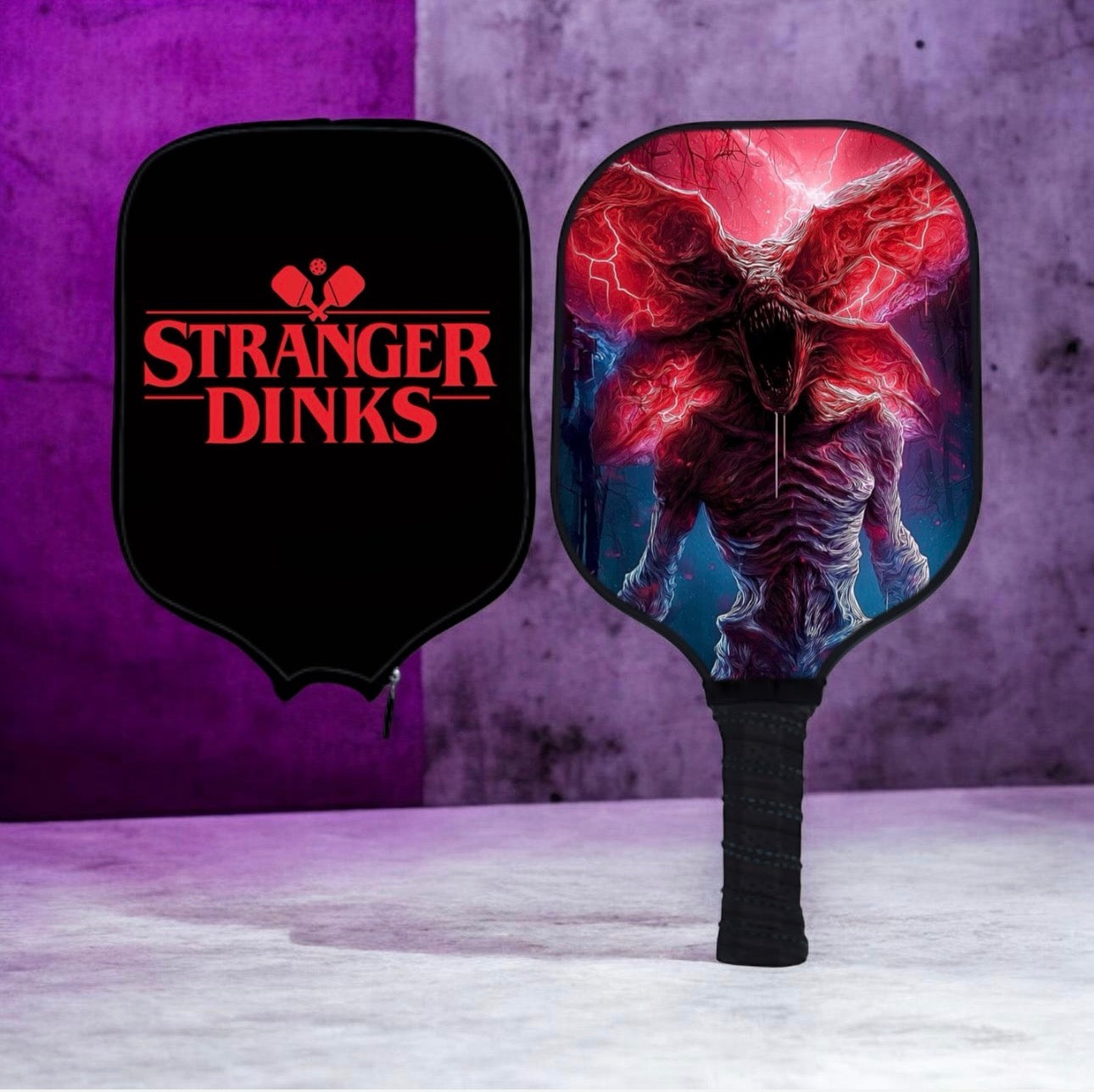 Stranger Things - Demogorgon/Stranger Dinks - Pickleball Paddle & Cover