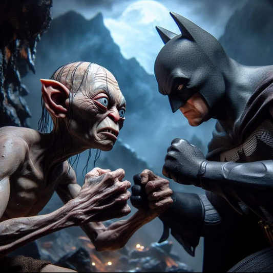 Gollum vs Batman -  Canvas Hi-Res Wall Artwork