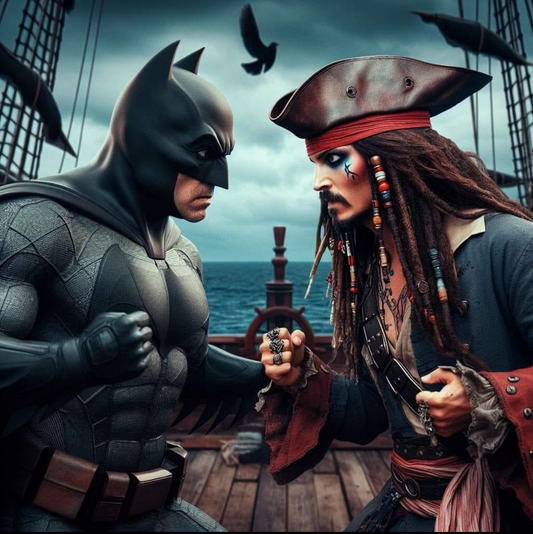 Jack Sparrow VS Batman -  Ready To Hang  Canvas Hi-Res Wall Artwork