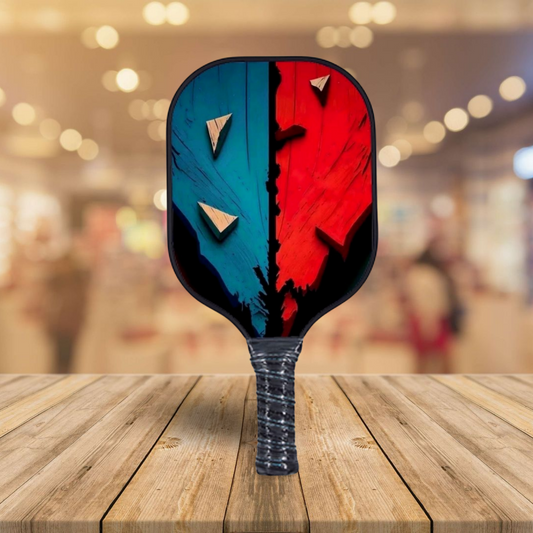 Red/Blue Woodwork - Pickleball Paddle