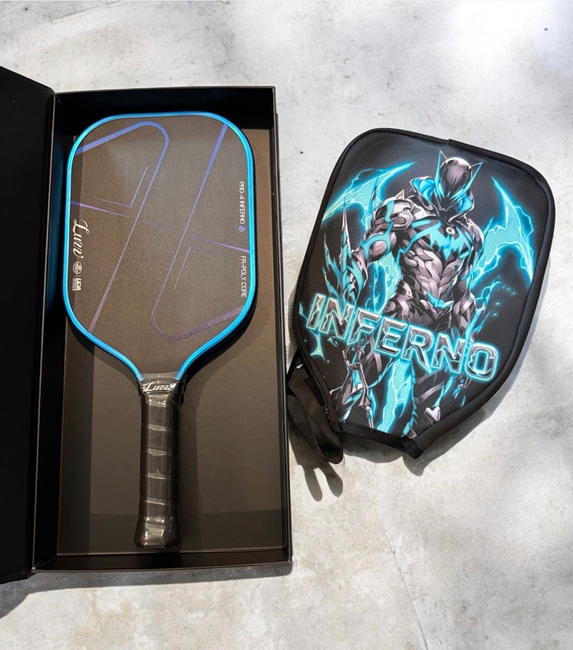 Luzz Pro 4 Blue Blaze Inferno Mad Pickler Editio Pickleball Paddle & Cover