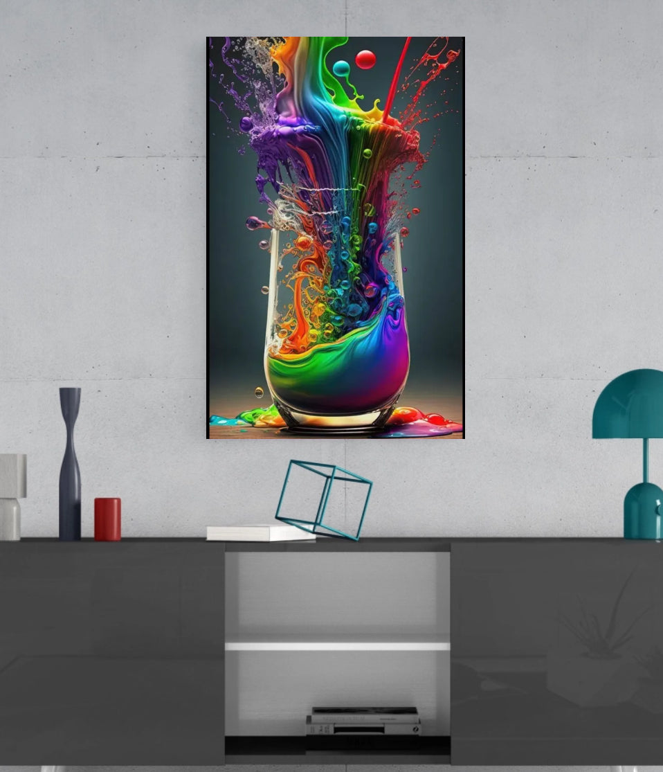 Rainbow Splash - Framed Canvas Hi-Res Wall Artwork