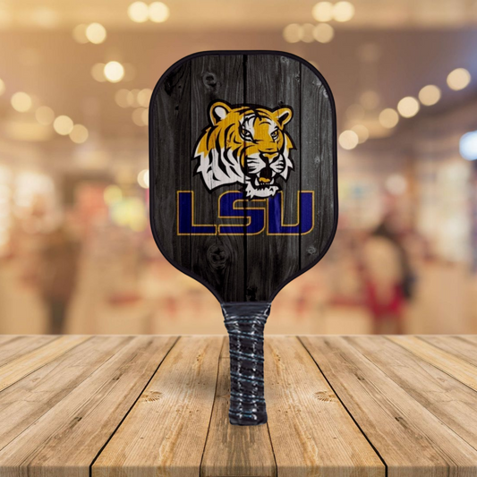 LSU - Louisiana State University - Woodgrain -  Pickleball Paddle
