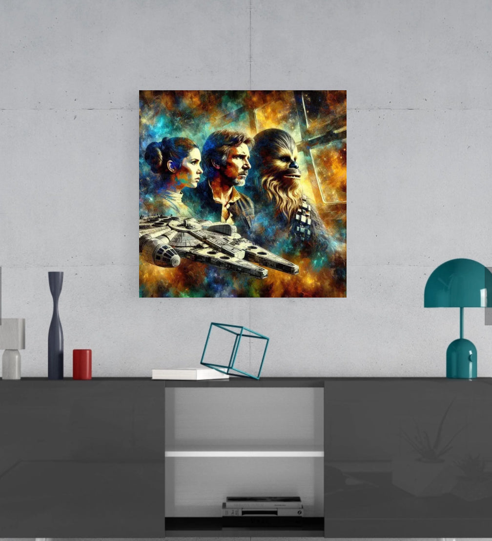 Princess Leia/Han Solo/Chewbacca  - Star Wars - Framed Canvas Hi-Res Wall Artwork