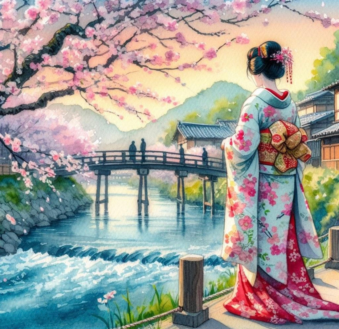 Cherry Blossom Stroll - Ready To Hang  Canvas Hi-Res Wall Artwork