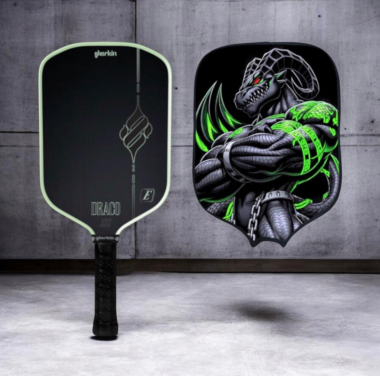 Gherkin Draco Elongated 16mm Pickleball Paddle & MadPickler Edition Cover