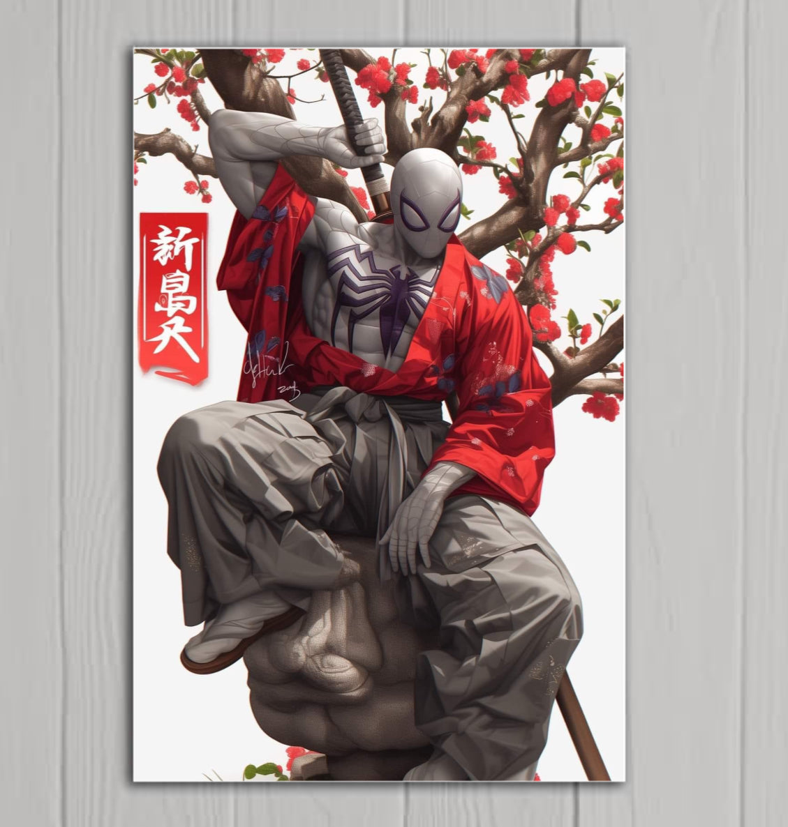 Spiderman - Resting  - Canvas Hi-Res Wall Artwork - Asian Fusion Collection