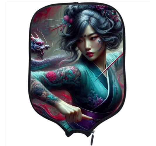 Geisha Teal/Purple Pickleball Paddle Covers