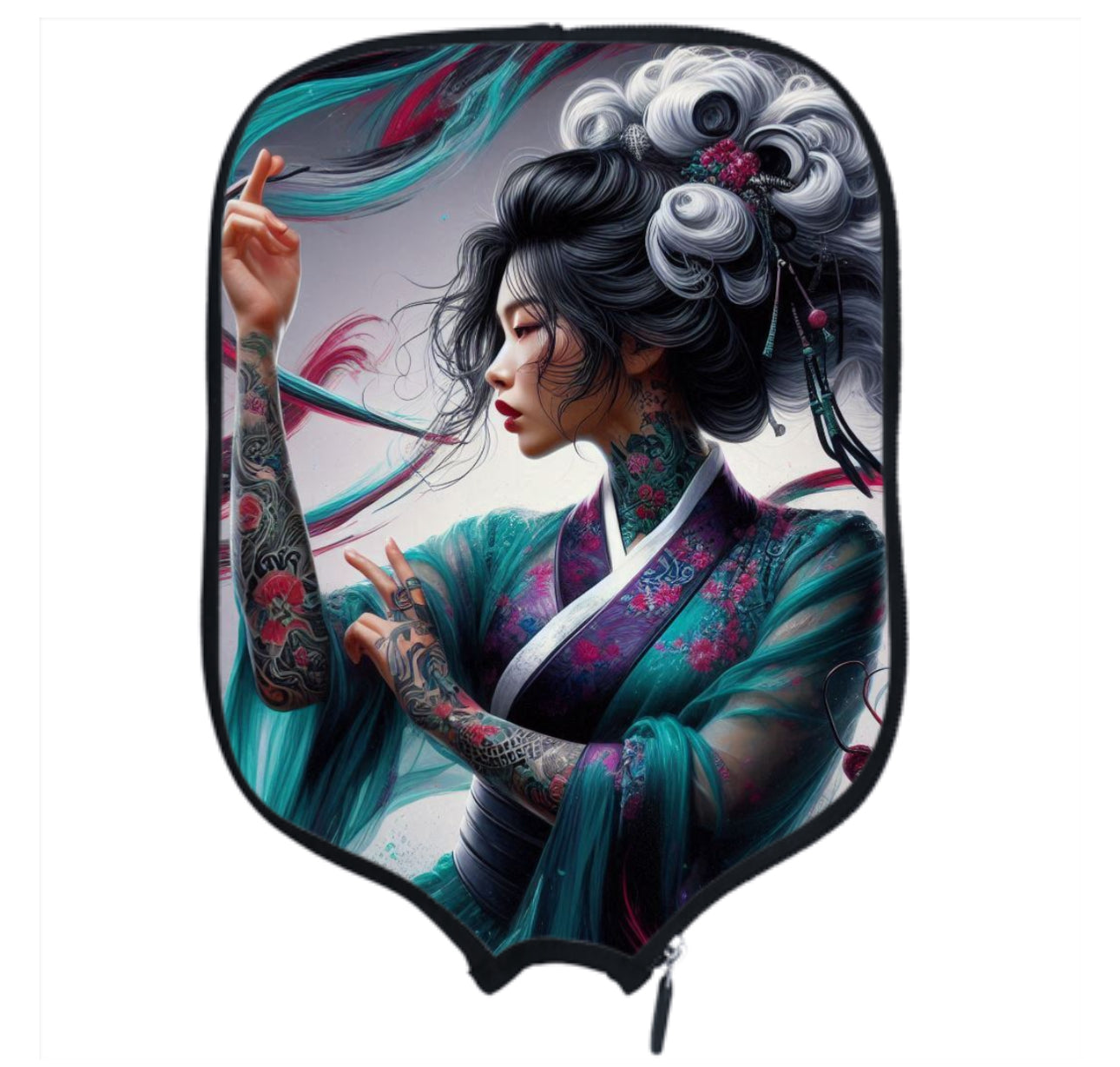 Geisha Teal/Purple Pickleball Paddle Covers