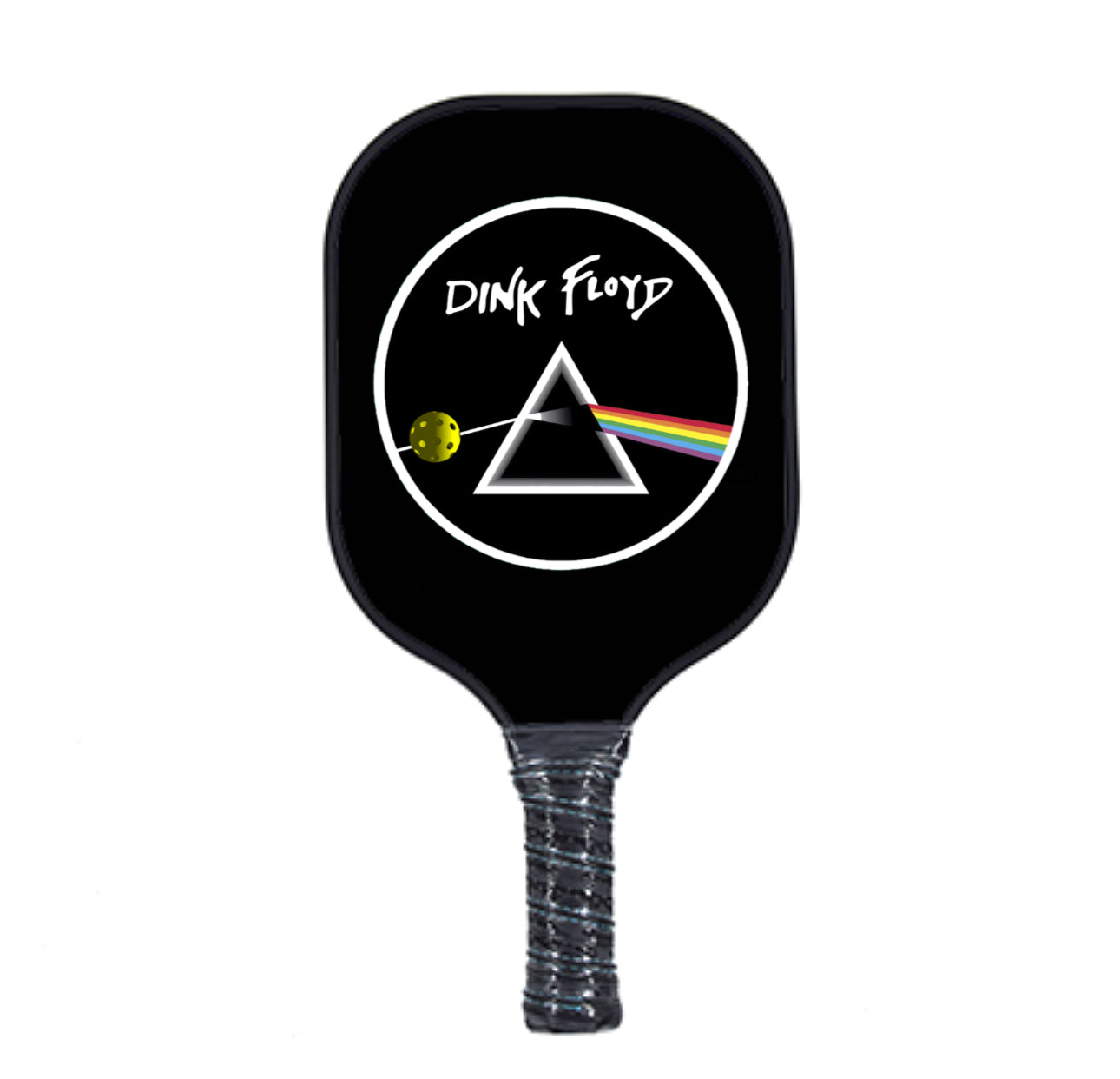 Pickleball paddle with Pink Floyd logo 