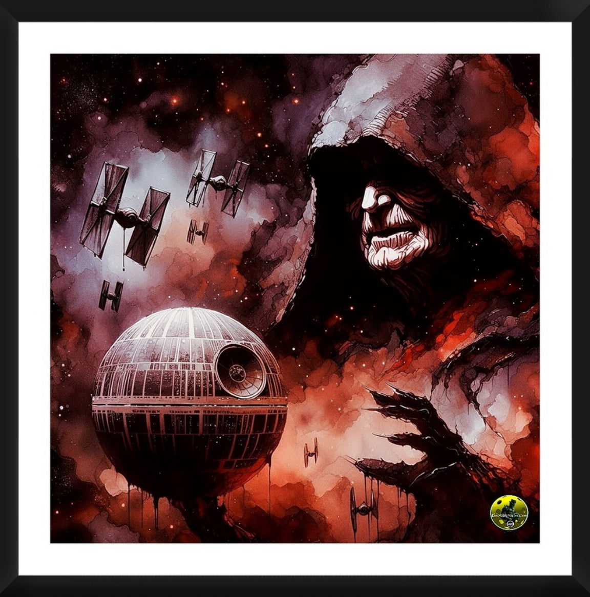 Deathstar Emperor Palpatine - Star Wars  Framed Artwork 16x16