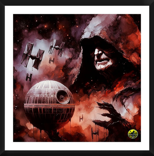 Deathstar Emperor Palpatine - Star Wars  Framed Artwork 16x16